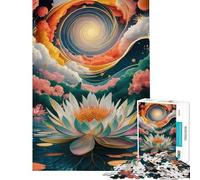 Jigsaw for Teenagers1000 Pieces Lotus Flower in A Surreal Landscape Challenging To Complete Analysis And Logic Educational Game for And 14 Years And over (38X26CM)