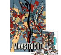 Jigsaw for Teenagers1000 Pieces Maastricht City Map Art Netherlands Impossible Game Addictive Toys to Cultivate Patience Birthday Gifts But Fun And Humorous (size 38x52cm)