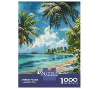 Jigsaw for Teenagers1000 Pieces Maldives Tropical Beach Paradise Jigsaws for Adults Brain Teaser Game Enhance Memory Help The Brain Exercise 52x38cm/1000pcs