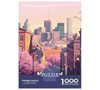 Jigsaw for Teenagers1000 Pieces Montreal Canada Cityscape with Cherry Blossoms Jigsaw for Adults Brain Teaser Game Difficult Hard Stress Reduction Gifts 70x50cm/1000pcs