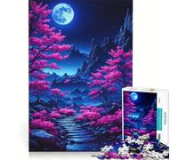 Jigsaw for Teenagers1000 Pieces Moonlit Cherry Blossom Path Practical Game For Family Fun Deal As Gifts for The Whole Family 50x75cm