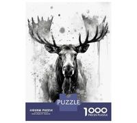 Jigsaw for Teenagers1000 Pieces Moose Beauty Watercolor Puzzle for Adults Brain Teaser Game Wall Decoration Stress Reduction Gifts 52x38cm/1000pcs