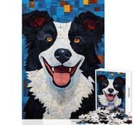 Jigsaw for Teenagers1000 Pieces Mosaic Border Collie Educational Game Difficult Challenge Educational Toy Parent-child Interaction (50x75cm)