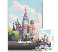 Jigsaw for Teenagers1000 Pieces Moscow, Russia︰ St. Basil's Cathedral Illustration Family Fun & Game Night Learning Educational Gift Birthday Size 50x75cm