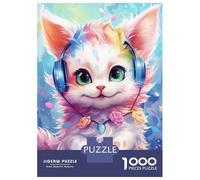 Jigsaw for Teenagers1000 Pieces Music Loving Cat Jigsaw for Adults Toy Wall Decor A Work of Art Unique Birthday And Gifts 38x26cm/1000pcs