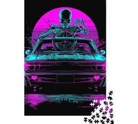 Jigsaw for Teenagers1000 Pieces Neon Retro Muscle Car Art Print Puzzle for Adults Hands-on Game Perfect Decoration Unique Birthday And Gifts 70x50cm/1000pcs