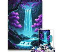 Jigsaw for Teenagers1000 Pieces Neon Waterfall Fantasy Landscape Toy Intellectual Game Presents for Women Educational Toy (38x26cm)