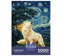 Jigsaw for Teenagers1000 Pieces Okami Howling at Starry Night Puzzles for Adults Relax Games Precision Cutting Deal As Gifts for The Whole Family 38x26cm/1000pcs