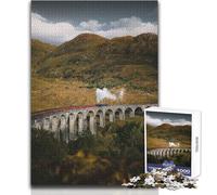 Jigsaw for Teenagers1000 Pieces Old Train on A Bridge Perfect Decoration Practical Game Secret Santa Gifts (size 50x75cm)