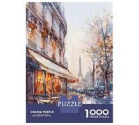 Jigsaw for Teenagers1000 Pieces Paris Cafe with Eiffel Tower in Background Jigsaws for Adults Family Games Analysis And Logic Deal As Gifts for The Whole Family 52x38cm/1000pcs