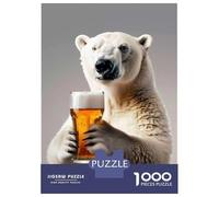 Jigsaw for Teenagers1000 Pieces Polar Bear Beer Jigsaw for Adults Brain Teaser Game Difficult Hard Stress Reduction Gifts 52x38cm/1000pcs