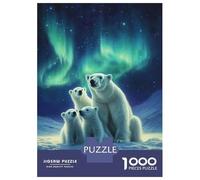 Jigsaw for Teenagers1000 Pieces Polar Bear Family Under Aurora Borealis Puzzles for Adults Relax Games Precision Cutting Deal As Gifts for The Whole Family 38x26cm/1000pcs