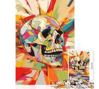 Jigsaw for Teenagers1000 Pieces Pop Art Skull Cubism Style Educational Toy Gift For Birthdays Fun Games with Matching Poster And Trivia Sheet Size 50x75cm
