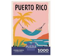 Jigsaw for Teenagers1000 Pieces Puerto Rico Beach Hammock Travel Jigsaw for Adults Brain Teaser Game Difficult Hard Stress Reduction Gifts 70x50cm/1000pcs