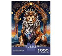 Jigsaw for Teenagers1000 Pieces Queen Lion Stained Glass Jigsaws for Adults Brain Teaser Game Enhance Memory Help The Brain Exercise 70x50cm/1000pcs