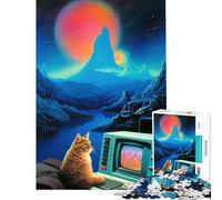 Jigsaw for Teenagers1000 Pieces Retro Computer Cat Challenging To Complete Analysis And Logic Educational Game for And 14 Years And over (38X52CM)