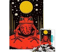 Jigsaw for Teenagers1000 Pieces Riso Print Funky Frog Challenging To Complete Analysis And Logic Educational Game for And 14 Years And over (38X26cm)