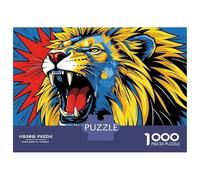Jigsaw for Teenagers1000 Pieces Roaring Lion Pop Art Illustration Jigsaw for Adults Brain Teaser Game Difficult Hard Stress Reduction Gifts 38x26cm/1000pcs