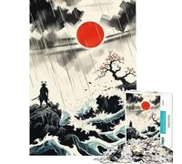 Jigsaw for Teenagers1000 Pieces Samurai in Rain with Rising Sun Toy Intellectual Game Brain Teaser Game Difficult Hard Great Gifts for Games (Size 50x75cm)