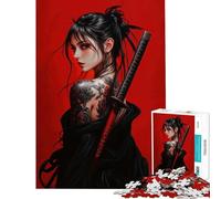 Jigsaw for Teenagers1000 Pieces Samurai Woman with Tattoo Impossible Game for Educational Game Challenge Toy Funny Gifts Suitable for Couples (Size 38x52cm)