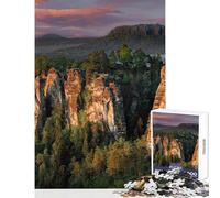Jigsaw for Teenagers1000 Pieces Saxon Switzerland Educational Game Staycation Kill Time Educational Toy with Matching Poster And Trivia Sheet (38X26cm)