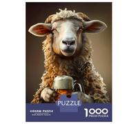 Jigsaw for Teenagers1000 Pieces Sheep Beer Jigsaw for Adults Brain Teaser Game Difficult Hard Stress Reduction Gifts 70x50cm/1000pcs