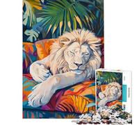 Jigsaw for Teenagers1000 Pieces Sleeping White Lion Difficult And Challenge Analysis And Logic Home Decoration Toys for Ages 14 And over (38x52cm)