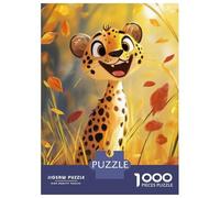 Jigsaw for Teenagers1000 Pieces Smiling Cheetah in Autumn Puzzles for Adults Relax Games Precision Cutting Deal As Gifts for The Whole Family 70x50cm/1000pcs
