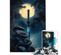 Jigsaw for Teenagers1000 Pieces Snake, Sword, And Moonlight for Birthday, Chrismas Enhance Memory Toy Wall Decor Suitable for People Aged 14 And Above (38X26cm)