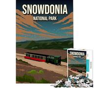 Jigsaw for Teenagers1000 Pieces Snowdonia England National Park Train Poster Educational Game for Educational Game Challenge Toy Gifts Ideas Hand Speed Race (Size 38x52cm)