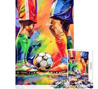 Jigsaw for Teenagers1000 Pieces Soccer Players in Action with Painting Style Educational Game Difficult Challenge Educational Toy Parent-child Interaction (38x26cm)