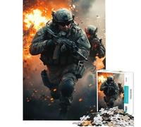 Jigsaw for Teenagers1000 Pieces Soldier in Action Challenging To Complete Analysis And Logic Educational Game for And 14 Years And over (38X52cm)