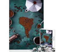 Jigsaw for Teenagers1000 Pieces South America Coffee Map Educational Games Perfect Decoration DIY Toys Birthday Present,Travel Gifts, (38x26cm)