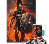 Jigsaw for Teenagers1000 Pieces Spartan Warrior in Flames Toy Intellectual Game Presents for Women Educational Toy (38x26cm)