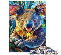 Jigsaw for Teenagers1000 Pieces Stained Glass Koala Art Family Game For Family Fun Toy Wall Decor Birthday Present,Travel Gifts, Size 75x50cm