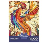 Jigsaw for Teenagers1000 Pieces Stained Glass Phoenix Rising Jigsaw for Adults Brain Teaser Game Difficult Hard Stress Reduction Gifts 70x50cm/1000pcs