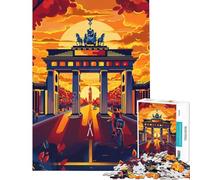 Jigsaw for Teenagers1000 Pieces Sunset at The Berlin Gate Impossible Game for Educational Game Challenge Toy Funny Gifts Suitable for Couples (Size 38x52cm)