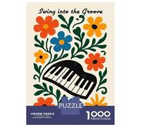 Jigsaw for Teenagers1000 Pieces Swing Into The Groove Floral Piano Jigsaw for Adults Brain Teaser Game Difficult Hard Stress Reduction Gifts 52x38cm/1000pcs