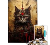 Jigsaw for Teenagers1000 Pieces The Vintage Cat Queen God Difficult And Challenge Analysis And Logic Home Decoration Toys for Ages 14 And over (38x26cm)