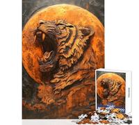 Jigsaw for Teenagers1000 Pieces Tiger Wood Carving Educational Game Difficult Challenge Educational Toy Parent-child Interaction (38x26cm)