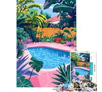Jigsaw for Teenagers1000 Pieces Tropical Poolside Paradise Hawaii Theme Art Impossible Game Addictive Toys to Cultivate Patience Birthday Gifts But Fun And Humorous (size 38x26cm)