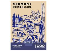 Jigsaw for Teenagers1000 Pieces Vermont Countryside Farm Scene Jigsaw for Adults Brain Teaser Game Difficult Hard Stress Reduction Gifts 38x26cm/1000pcs