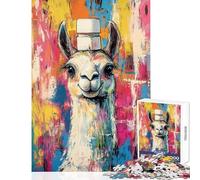 Jigsaw for Teenagers1000 Pieces Vibrant Llama Art - Educational Game Staycation Kill Time Educational Toy with Matching Poster And Trivia Sheet (38X52cm)
