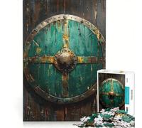Jigsaw for Teenagers1000 Pieces Viking Shield on The Wall Brain Teaser Game Challenging To Complete Gifts for Friends And Family 50x75cm
