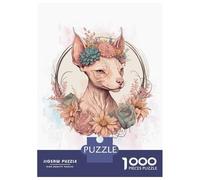 Jigsaw for Teenagers1000 Pieces Watercolor Sphynx Cat Jigsaw for Adults Brain Teaser Game Difficult Hard Stress Reduction Gifts 70x50cm/1000pcs