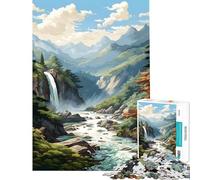 Jigsaw for Teenagers1000 Pieces WaterFall Landscapes Paint Challenging To Complete Analysis And Logic Educational Game for And 14 Years And over (50X75cm)