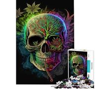 Jigsaw for Teenagers1000 Pieces Weed Skull Challenging To Complete Birthday Present Educational Games for 14+ Puzzle Game Offered (38x52cm)