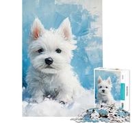 Jigsaw for Teenagers1000 Pieces West Highland White Terrier Puppy Painting Fun Activities at Home For Family Fun Family Games for And from 14 Years And over (50x75cm)