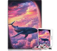 Jigsaw for Teenagers1000 Pieces Whale Sky Airplane Window Perfect Decoration Practical Game Secret Santa Gifts (size 38x26cm)