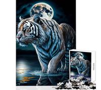 Jigsaw for Teenagers1000 Pieces White Tiger Moon Jigsaw for Teenagers Pattern Assembly Educational Challenge Unique Gifts for Birthday And Christmas (38x52cm)
